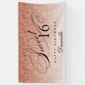 Sweet 16 Rose Gold Glitzer Personalisiert Geburtst Banner (Vertikal)
