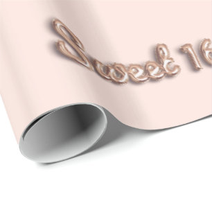 Sweet 16 Rose Gold Glitzer Rosa 16. Geburtstag Geschenkpapier