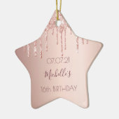 Sweet 16 Rose Gold Glitzer rosa Keramik Ornament (Links)