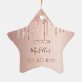 Sweet 16 Rose Gold Glitzer rosa Keramik Ornament (Hinten)