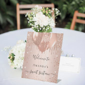 Sweet 16 Rose Gold Glitzer Rosa Party willkommen Sockelschild