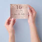 Sweet 16 Rose Gold Glitzer Save the Date Flyer (Gruppe)