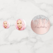 Sweet 16 Rose Gold Glitzer Silber Foto Konfetti (Rückseiten)