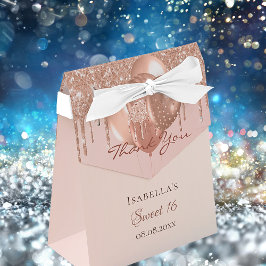 Sweet 16 Rose Gold Glitzer Tropfen Ballons vielen  Geschenkschachtel