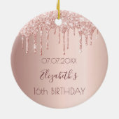 Sweet 16 Rose Gold Glitzer Tropfen Keramik Ornament (Hinten)