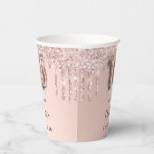 Sweet 16 Rose Gold Glitzer Tropfen Monogramm Pappbecher (Rechts)