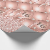 Sweet 16 Rose Gold Glitzer Tropfen Rosa Luxus Geschenkpapier (Ecke)