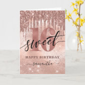Sweet 16 Rose Gold Happy Geburtstag Karte (Gelbe Blume)