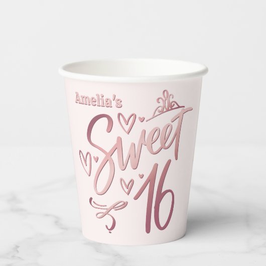 Sweet 16 Rose Gold Pappbecher (Rückseite)