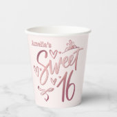 Sweet 16 Rose Gold Pappbecher (Vorderseite)
