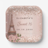 Sweet 16 Rose gold Paris Eiffelturm Pappteller (Vorderseite)