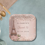 Sweet 16 Rose gold Paris Eiffelturm Pappteller<br><div class="desc">Für eine elegante,  klassische,  glamouröse und mädchenhafte Sweet 16,  16. Geburtstagsparty. Eine Rose mit goldenem Farbverlauf,  die mit dem Eiffelturm in Paris dekoriert ist. Personalisieren und fügen Sie einen Namen und ein Datum hinzu.</div>