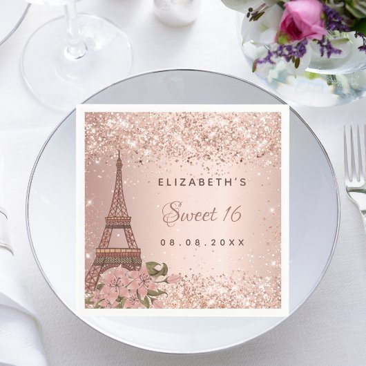 Sweet 16 Rose gold Paris Eiffelturm Serviette