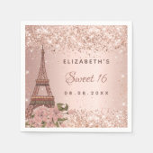 Sweet 16 Rose gold Paris Eiffelturm Serviette (Vorderseite)