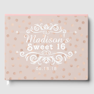 Sweet 16 Rose Gold Polka Dots Custom Gästebuch