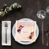 Sweet 16 Rose Gold rosa geometrische Glitzer Name Serviette