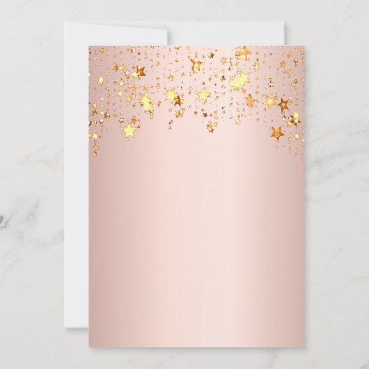 Sweet 16 Rose Gold Rosa Sterne Drehbuch Einladung (Rückseite)