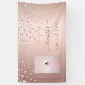 Sweet 16 Rose Gold Roush Foto Diamanten Banner (Vertikal)