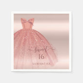 Sweet 16 Rose Gold Script Glam Birthday Paper Serviette (Vorderseite)