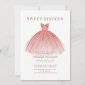 Sweet 16 Rose Gold Script Modern Einladung (Vorderseite)