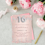 Sweet 16 Rose Gold Silber Geburtstag Einladung<br><div class="desc">Eine moderne, stilvolle und glamouröse Einladung für eine Girl's Sweet 16, 16. Geburtstagsparty. Eine Rose goldener Hintergrund mit Rose Gold und Imitate silberne Tropfen. Der Name ist mit einer modernen dunklen Rose goldfarbenen Handschrift geschrieben, die als Stilschrift dient. Personalisieren Sie Ihre Party-Daten und fügen Sie sie hinzu. Nummer 16 ist...</div>