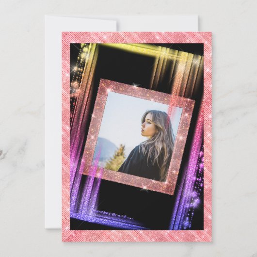 Sweet 16 Rose Gold Sparkle Glitzer Custom Foto Einladung (Rückseite)