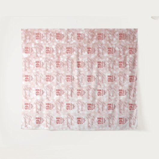 Sweet 16 Rose Gold Step and Repeat Party Wandteppich (Vorderseite (Horizontal))