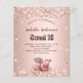 Sweet 16 Rose Gold Transport Budget Einladung Flyer (Vorne)