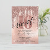 Sweet 16 Rose Gold Trendy Einladung (Stehend Vorderseite)