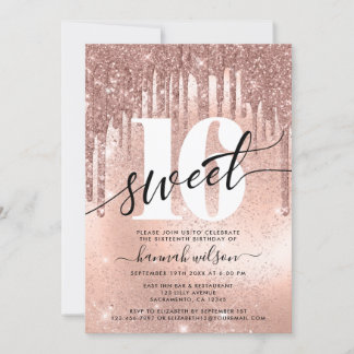Sweet 16 Rose Gold Trendy Einladung