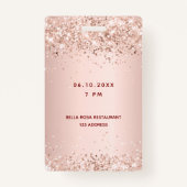 Sweet 16 Rose Gold VIP Party Pass Ausweis (Rückseite)