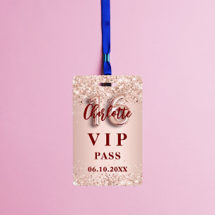 Sweet 16 Rose Gold VIP Party Pass Ausweis