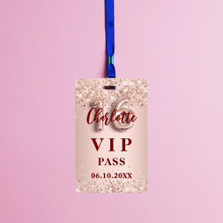Sweet 16 Rose Gold VIP Party Pass Ausweis