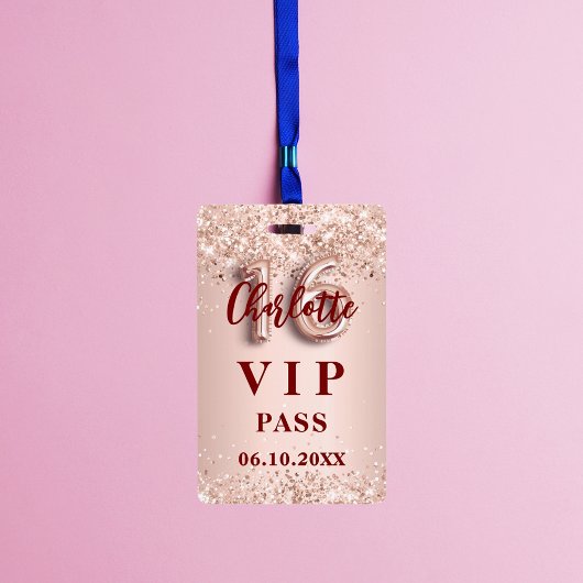 Sweet 16 Rose Gold VIP Party Pass Ausweis