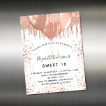 Sweet 16 Rose Gold Weißer Glitzer Einladungsmagnet Magnetkarte<br><div class="desc">Ein Einladungsmagnet. Für einen eleganten Sweet 16,  16. Geburtstag. vorne: Ein stilvoller weißer Hintergrund. Dekoriert mit Rose Gold,  Imitat Glitzer Tropfen,  Farbe Tropfen Look und Ballons. Personalisieren und fügen Sie Namen,  Alter und Party Details hinzu. Der Name wird mit einem handgeschriebenen Stilskript geschrieben</div>