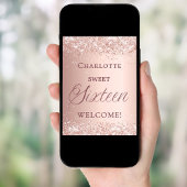 Sweet 16 rose gold welcome  poster