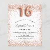Sweet 16 Rose gold white budget Einladung Flyer (Vorne)