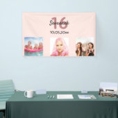 Sweet 16 Rose Goldblau Willkommen Banner (Messeveranstaltung)