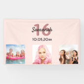 Sweet 16 Rose Goldblau Willkommen Banner (Horizontal)