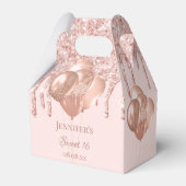 Sweet 16 Rose Goldblütenballons Glitzer Geschenkschachtel (Vorderseite)