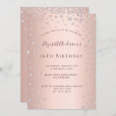 Sweet 16 Rose Golddiamanten Einladung (Vorne/Hinten)