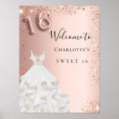 Sweet 16 Rose Goldkleid Weißer Empfang Poster (Vorne)