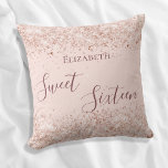 Sweet 16 Rose Goldname-Skript Konfetti Kissen<br><div class="desc">Ein Kissen für ein 16. Jähriges Mädchen Zimmer. Ein Imitat Rose goldener Hintergrund mit Konfetti dekoriert. Der Text: 16 . Geburtstag ist in dunklem Rose-Gold mit einem großen,  modernen Schrift geschrieben. Personalisieren Sie Ihren Namen und fügen Sie ihn hinzu.</div>