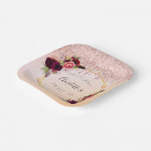 Sweet 16 Rose Goldrot Glitzer Blumengeometrie Pappteller (Gewinkelt)