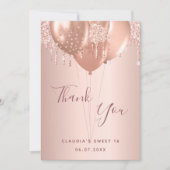 Sweet 16 Rose Goldrot Glitzer Dankeschön Karte (Vorderseite)