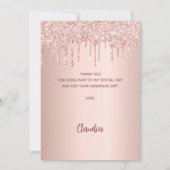 Sweet 16 Rose Goldrot Glitzer Dankeschön Karte (Rückseite)