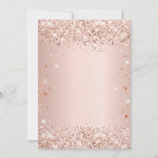 Sweet 16 Rose Goldrot Glitzer Glitzern Luxus Einladung (Rückseite)