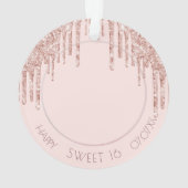 Sweet 16 Rose Goldrot Glitzer Tropfen Foto Ornament (Rückseite)