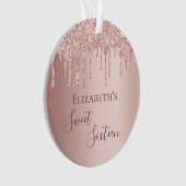 Sweet 16 Rose Goldrot Glitzer Tropfen Name Ornament (Vorderseite)