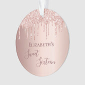 Sweet 16 Rose Goldrot Glitzer Tropfen Name Ornament (Vorderseite)